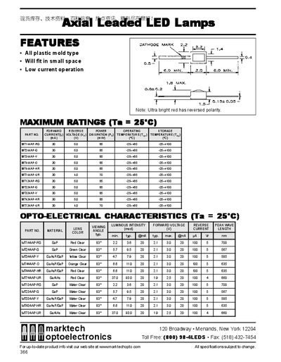 MarkTech Leaded LED Lamps Datasheet - cover page