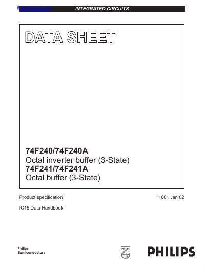 Philips 74F240/74F240A/74F241/74F241A Octal Buffer Datasheet - cover page