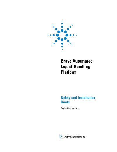 Agilent Bravo Automated Liquid Handling Platform Safety Installation Guide - cover page