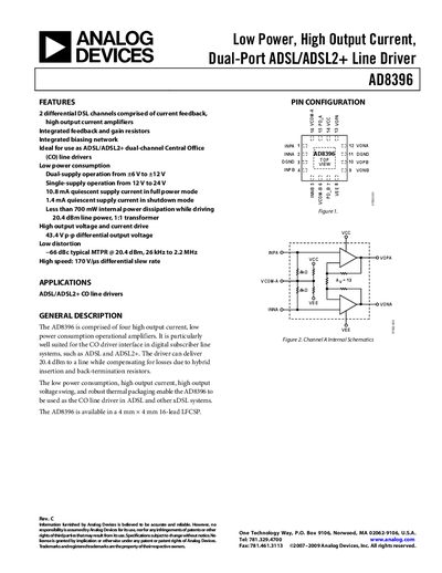 Analog Devices AD8396 Datasheet - cover page