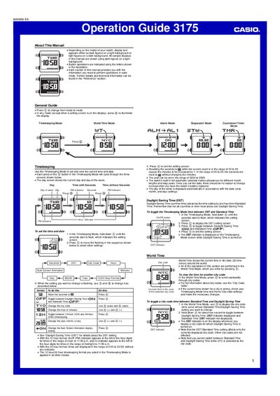 Casio 3175 Operation Guide - cover page
