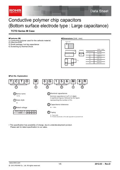 ROHM TCTO Series M Case Datasheet - cover page