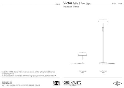 Original BTC FT407 & FF408 Table & Floor Light Instruction Manual
