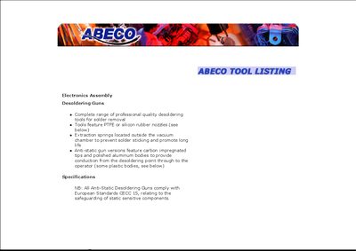 ABECO Desoldering Guns Product Catalog - cover page