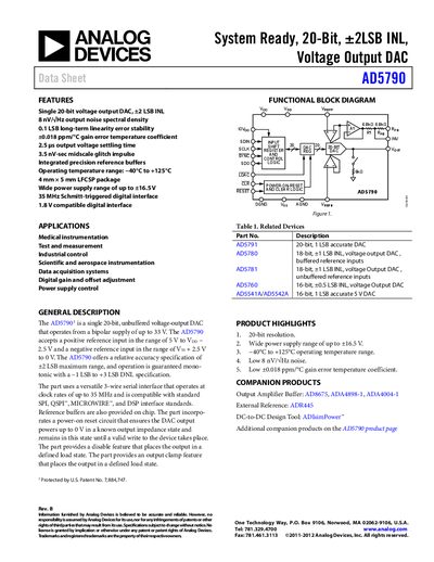 Analog Devices AD5790 Datasheet - cover page