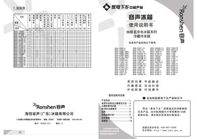 Ronshen BCD-158/X1 Refrigerator User Manual