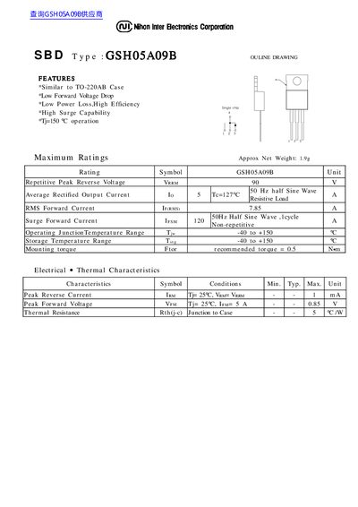 Nihon GSH0 SH055A0 A09B SBD Datasheet - cover page