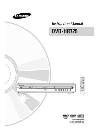 Samsung DVD-HR725 DVD Recorder User Manual - cover page