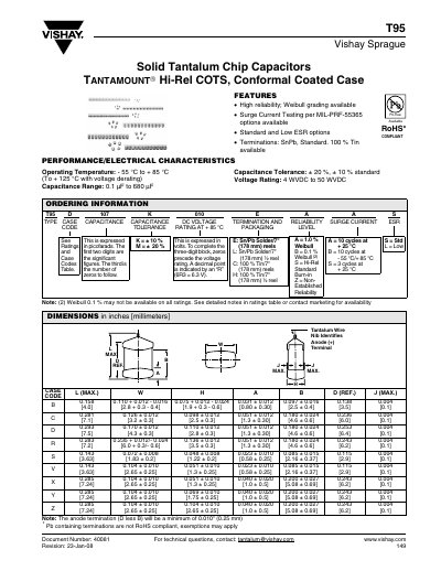 Vishay T95 Solid Tantalum Chip Capacitor Datasheet - cover page