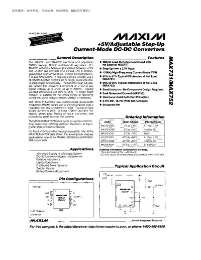 Maxim MAX731/MAX752 Data Sheet