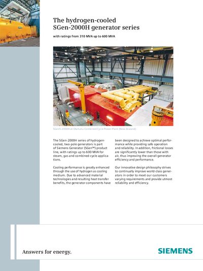 Siemens SGen-2000H Generator Series Manual - cover page