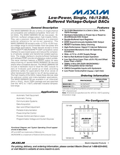 Maxim MAX5138/MAX5139 Datasheet - cover page
