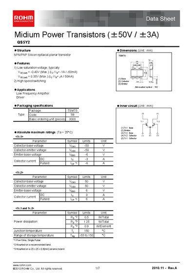 ROHM QS5Y2 Datasheet - cover page