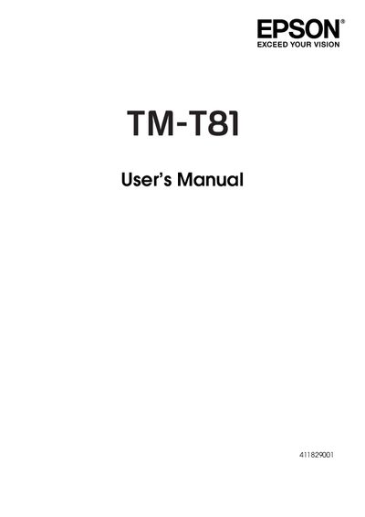 Epson TM-T81 Printer User Manual - cover page