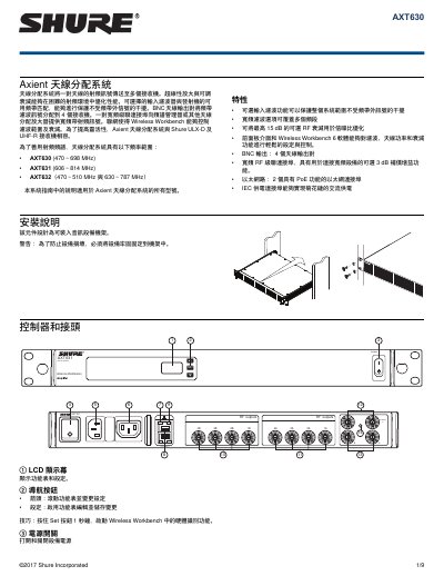 Shure AXT630 Antenna Distribution System User Manual