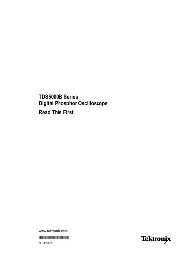 Tektronix TDS5000B Series Digital Phosphor Oscilloscope Read This First - cover page