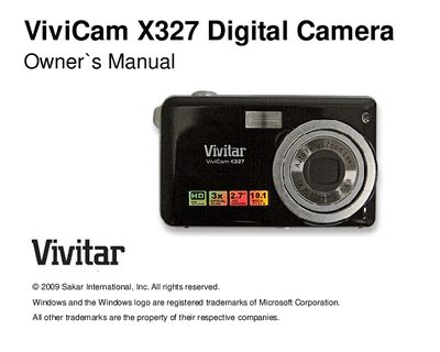 Vivitar X327 Digital Camera Owner's Manual - cover page