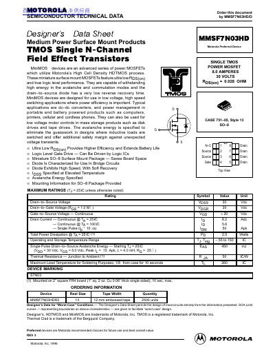 MOTOROLA MMSF7N03HD handbook