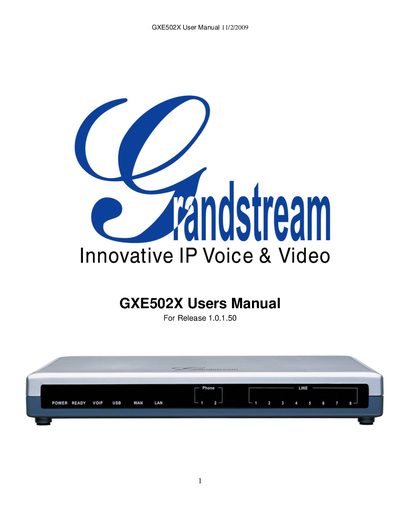 Grandstream GXE502X IP-PBX User Manual - cover page