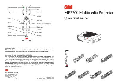 3M MP7760 Multimedia Projector Quick Start Guide - cover page