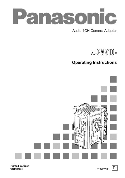 Panasonic AJCA910 Audio 4CH Camera Adapter Operating Instructions - cover page