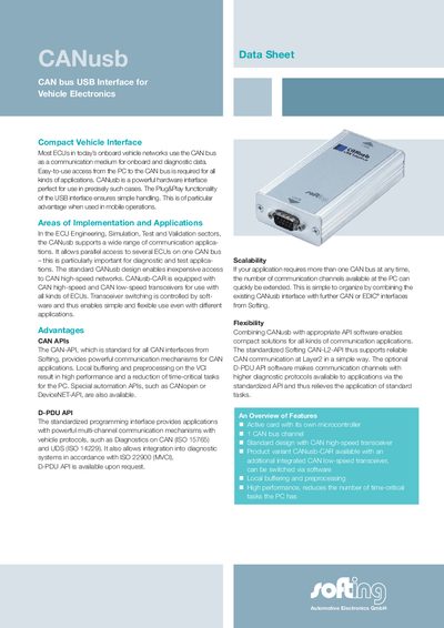Softing CANusb User Manual - cover page