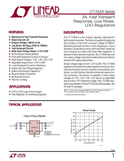 Linear Technology LT1764A Series Datasheet - cover page