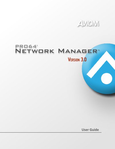 Aviom Pro64 Network Manager User Guide - cover page
