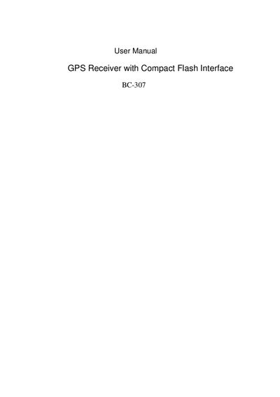 BC-307 GPS Receiver User Manual - cover page