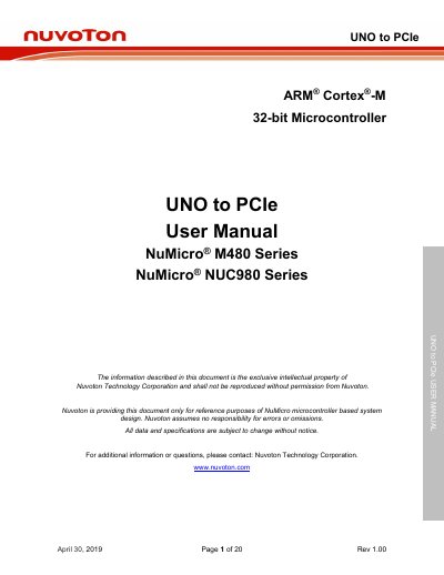 Nuvoton UNO to PCIe Board User Manual - cover page