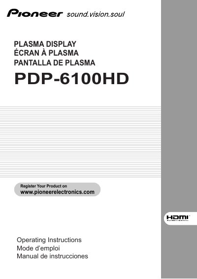pioneer PRO-6100HD Operating Instructions - cover page
