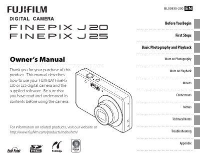 FUJI FILM FINEPIX J20/J25camera user manual - cover page