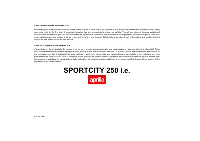 Aprilia SPORTCITY 250 i.e. USA-CDN 2006 User Manual - cover page