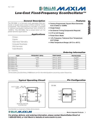Maxim DS1088L Datasheet - cover page