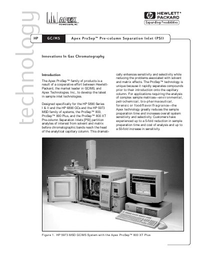 Apex Technologies ProSep 800 Series Pre-column Separation Inlet Product Information