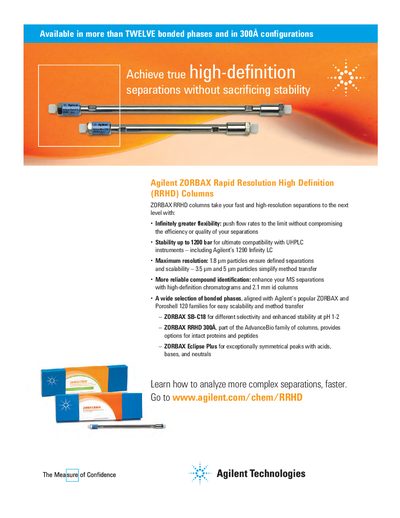 Agilent ZORBAX RRHD Columns Brochure - cover page