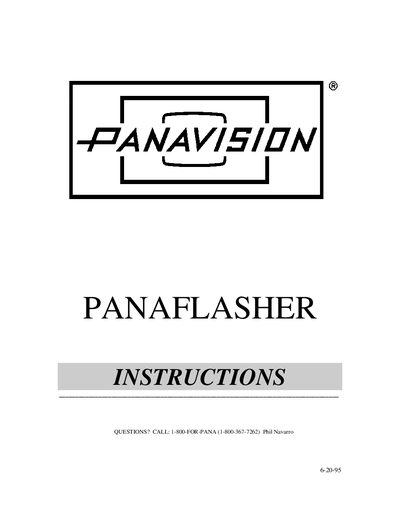 Panaflasher Flasher Instructions - cover page