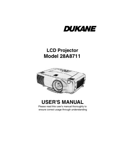 Dukane Model 28A8711 LCD Projector User's Manual - cover page