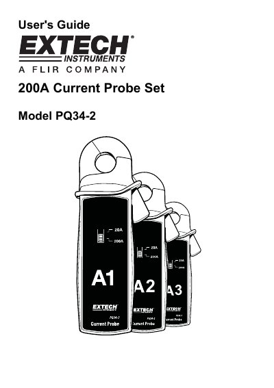 Extech PQ34-2 Current Probe Set User's Guide - cover page