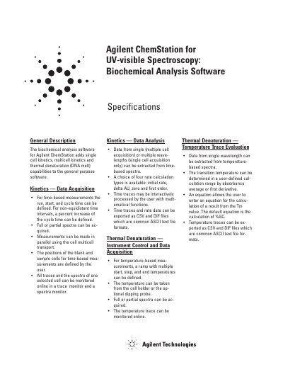 Agilent ChemStation Biochemical Analysis Software Manual - cover page