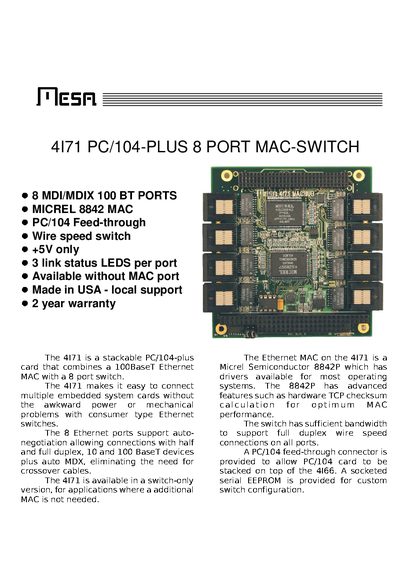MESA 4I71 8 Port MAC Switch Product Leaflet - cover page