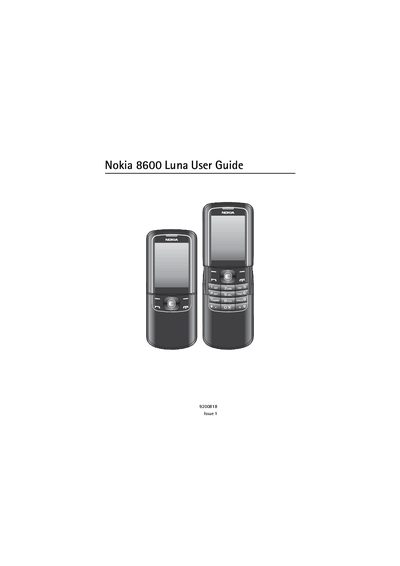 Nokia 8600 Luna User Guide - cover page