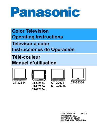 Panasonic CT-32E14 CT-G2134 CT-G3354 CT-G2174 CT-G2174L CT-G2974 CT-G2974L Manual - cover page