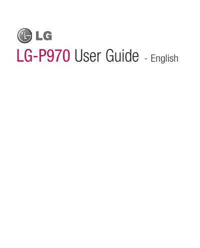 LG P970 Smartphone User Guide - cover page