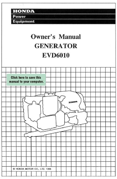 Honda EVD6010 Generator Owner's Manual - cover page