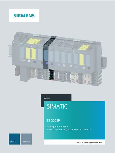 Siemens AI 4xI 2-/4-wire ST (6ES7134-6GD01-0BA1) Equipment Manual cover