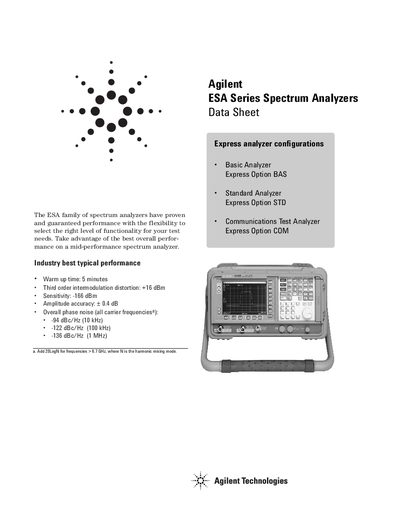 Agilent ESA Series Spectrum Analyzer Datasheet