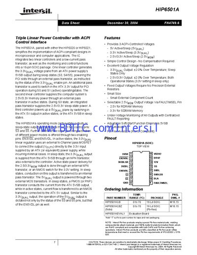 Intersil HIP6501A Datasheet - cover page