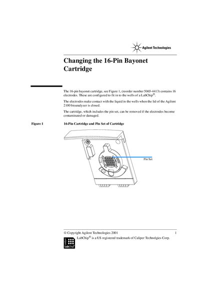 Agilent G2938-90105 16-Pin Bayonet Cartridge Maintenance Guide - cover page