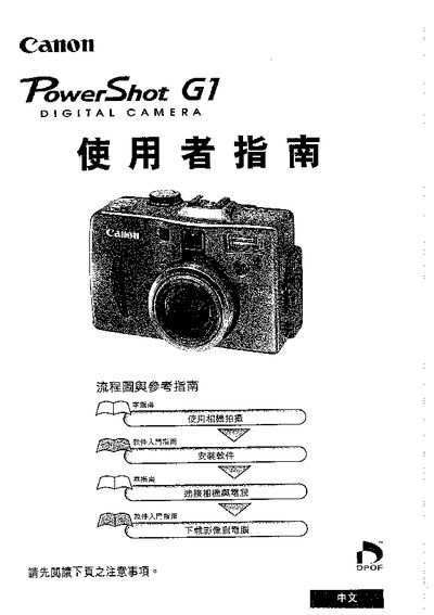 Canon PowerShot G1 Camera User Manual - cover page